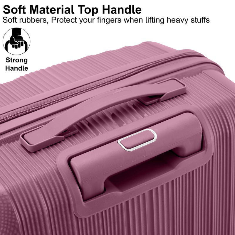 SENATOR مجموعة حقائب سفر trolley خفيفة الوزن من مادة PP للجنسين مع هيكل صلب وعجلات مزدوجة 360° و سحابات آمنة KH1009 بنفسجي - Image 5